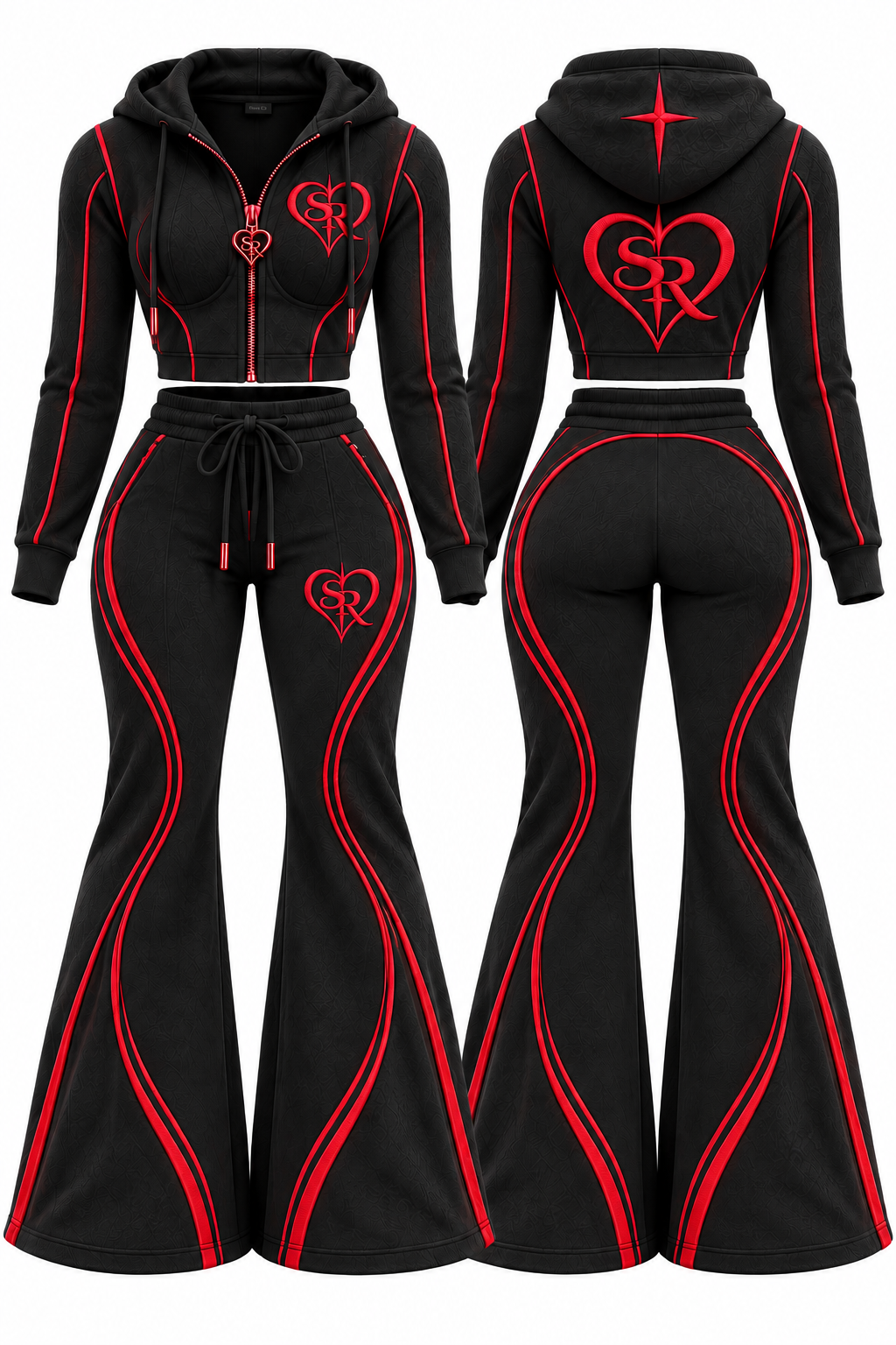 Black and red SORAW Curve Set Bad Habit, front and back