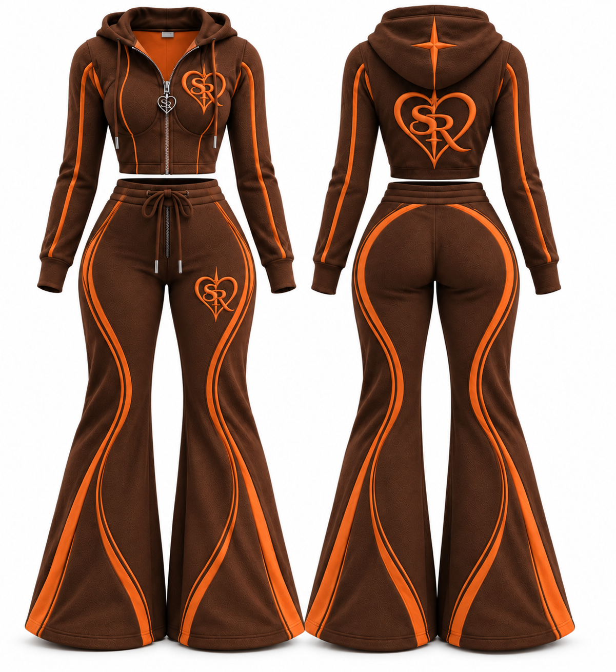 Brown and orange SORAW Curve Set Pumpkin Spice, front and back