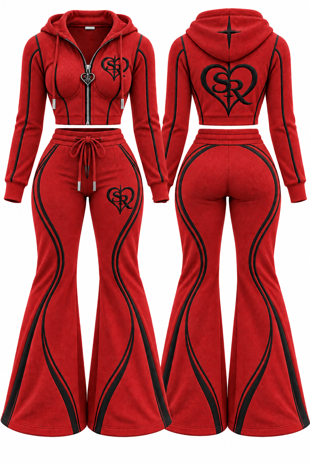 Red and black SORAW Curve Set Red Flag, front and back