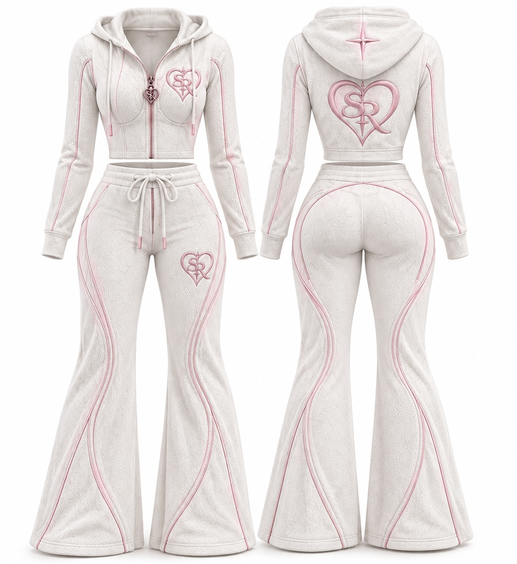 Ivory and blush pink SORAW Curve Set First Love, front and back