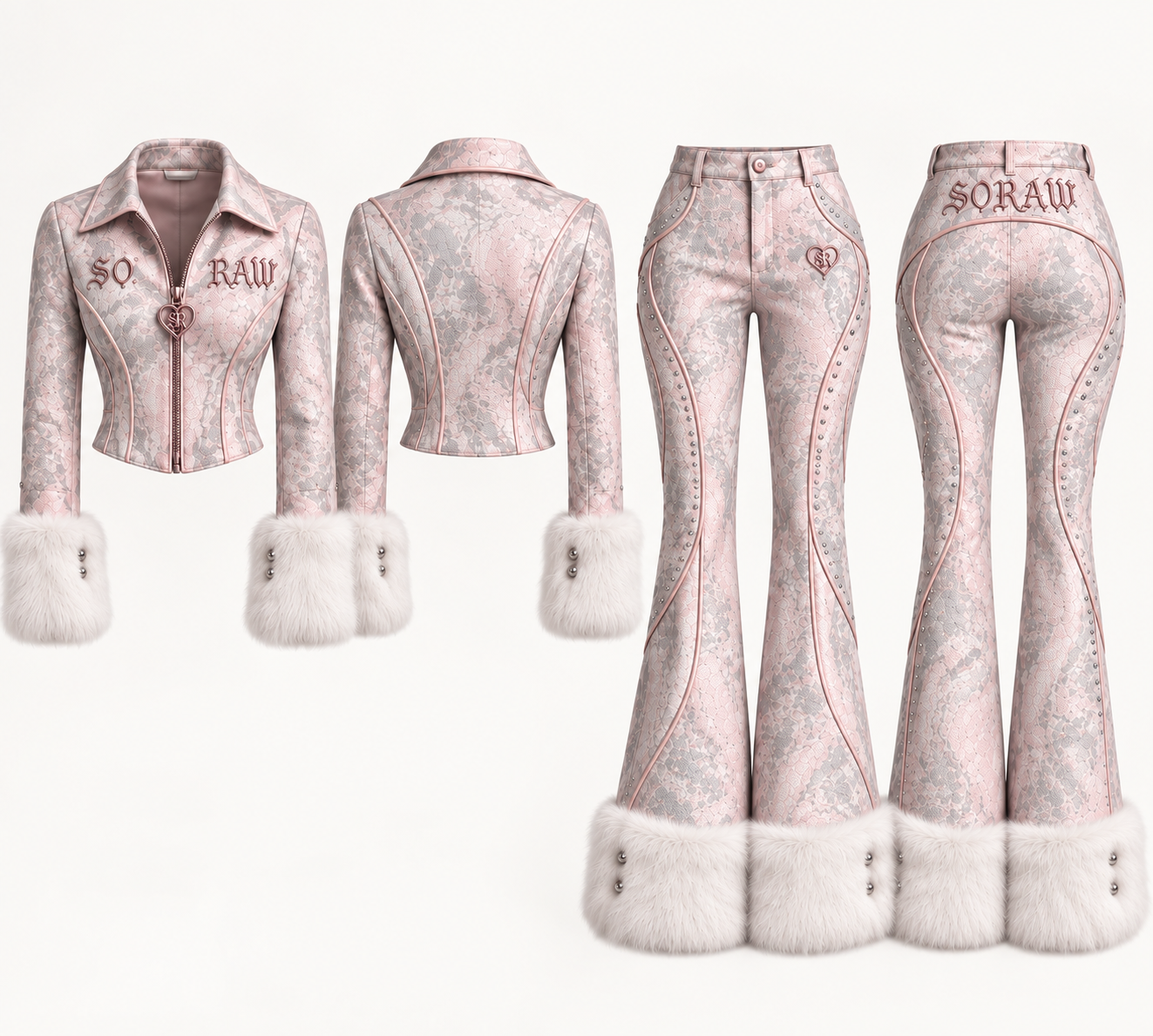 SORAW So Raw Set in Blush Pearl with detachable cuffs