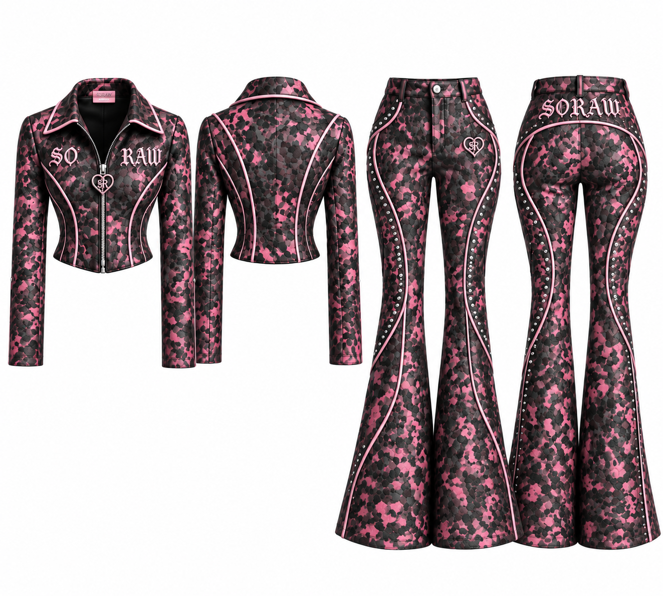 SORAW Wild Behavior Set in Black and Wild Pink without cuffs